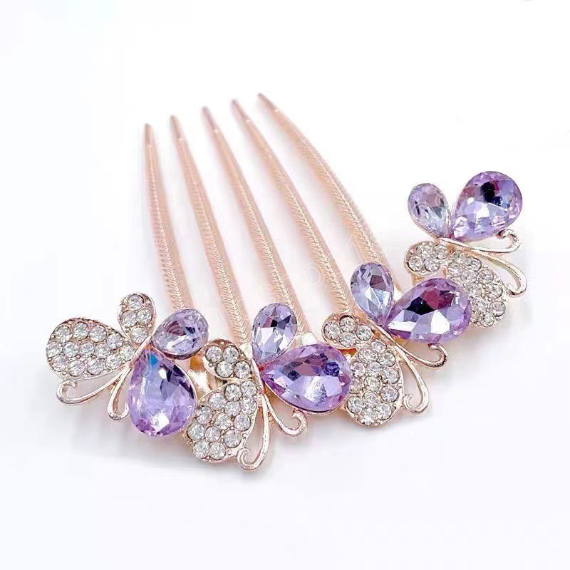 Butterfly Rhinestone Hair pente Clips Bun for Women Barrette Hairpin Ornamentos