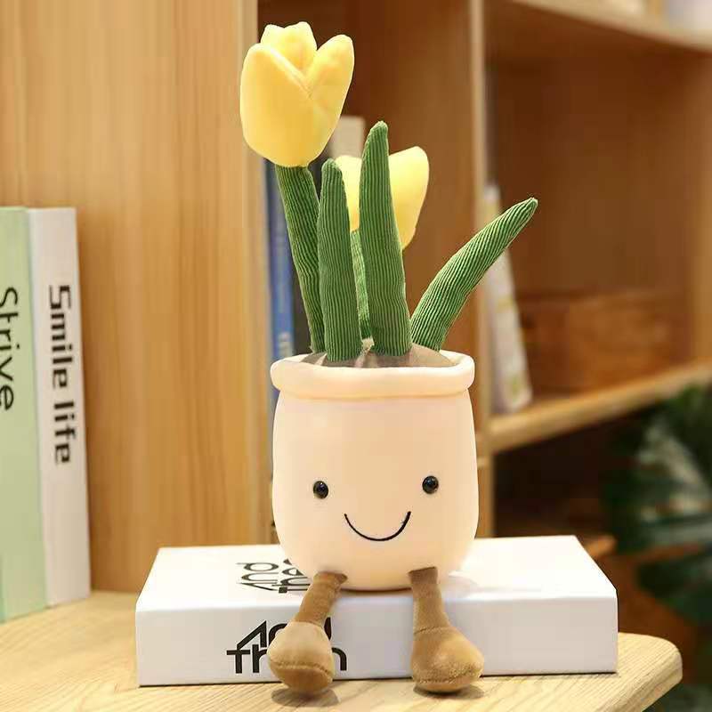 Söt simulering Flower Doll Plant Ornament Tulpan Flower Bouquet Plush Potted Toy Doll Doll Present