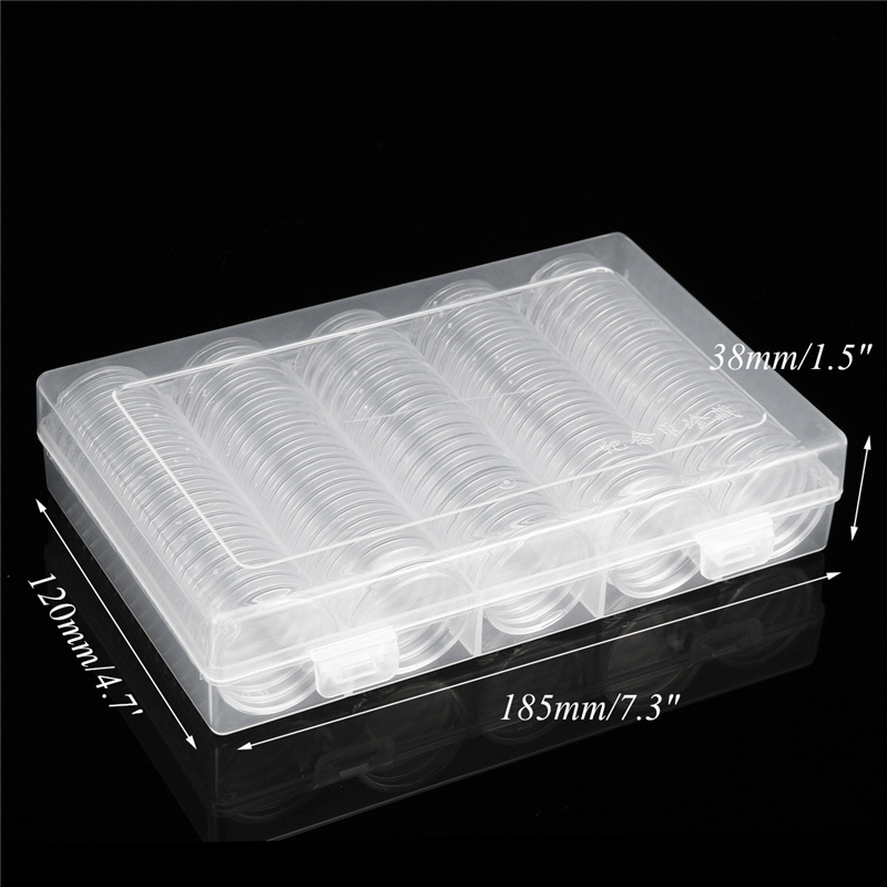 100 stClear Coin Capsule Holder Case 30mm Transparent Collectible Coin Storage Box för minnesmyntmedaljbehållare