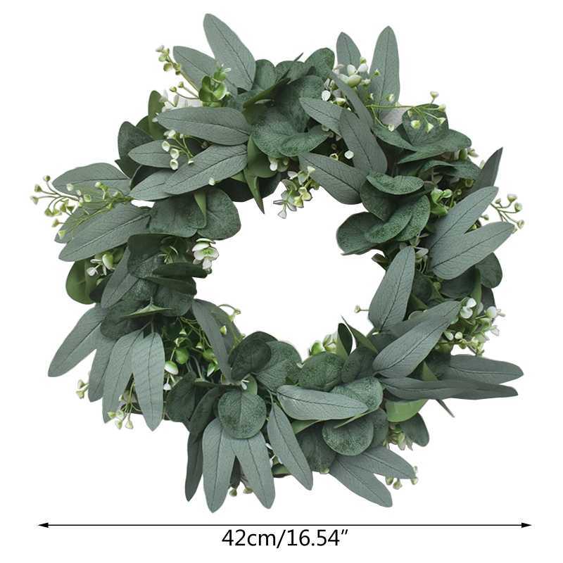 Couronnes de fleurs décoratives 17 '' guirlande d'eucalyptus pour porte d'entrée plantes artificielles fond guirlande mur fenêtre mariage décor à la maison en gros P230310