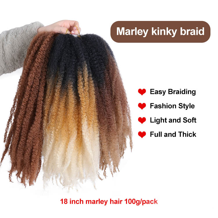 Synthetic Soft Afro Kinky Bulk Marley Braids Hair 2 Tone Color Grey Wholesale Cuban Marley Braid Twist Crochet Hair