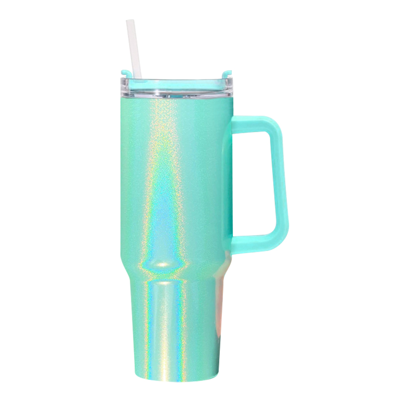 Gobelet à paillettes de sublimation de 40 oz avec poignée Gobelet scintillant en acier inoxydable de grande capacité Chope à bière Tasse de voyage isolée Garder les boissons froides Tasse à café de voyage Nouveau