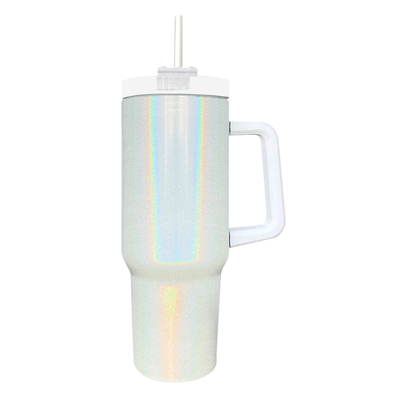 Gobelet à paillettes de sublimation de 40 oz avec poignée Gobelet scintillant en acier inoxydable de grande capacité Chope à bière Tasse de voyage isolée Garder les boissons froides Tasse à café de voyage Nouveau