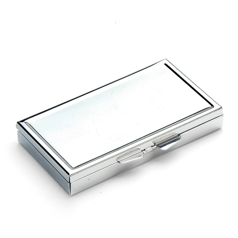 Wholesale Blank Rectangle Pill Boxes Metal Pills Container 7 Grids Mini Portable Travel Case dh1074