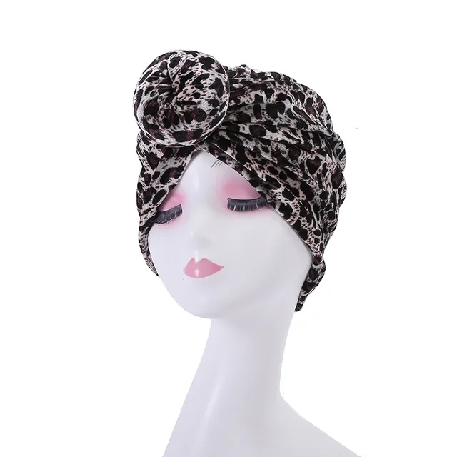 Модная элегантная леопардовая шляпа шляпа зимнее фланелит пончик Новый теплый лунный турбан капот мусульманские женщины хиджаб