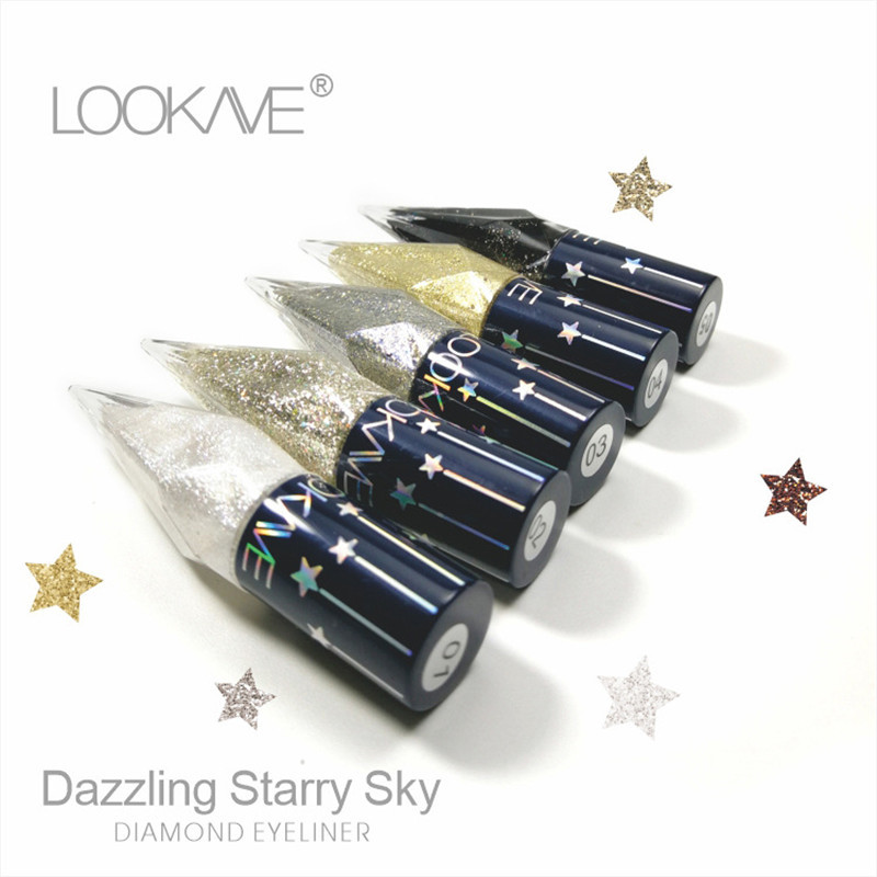 LOOKAVE Diamond Shimmer Flüssiger Eyeliner Günstige Kosmetik Frauen Katzenaugen Glänzende Augenlinie Stift Silber Make-up Wasserdichtes Pigment