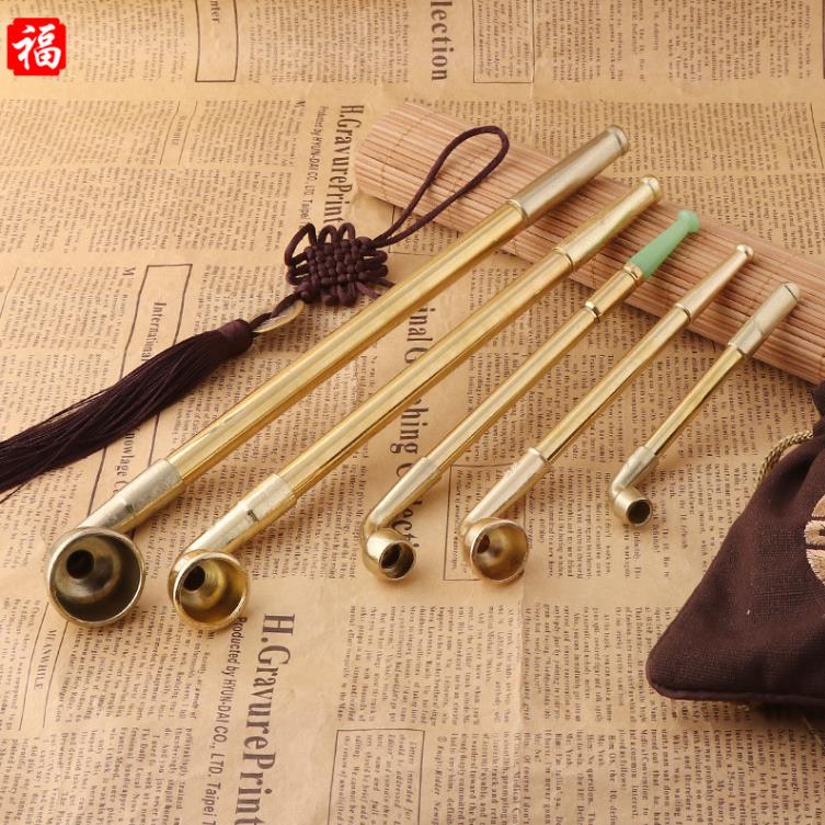 Smoking Pipes Cigarette old-fashioned telescopic metal rod pipe multi-specification multi-style stock copper dual-use pot tobacco bag