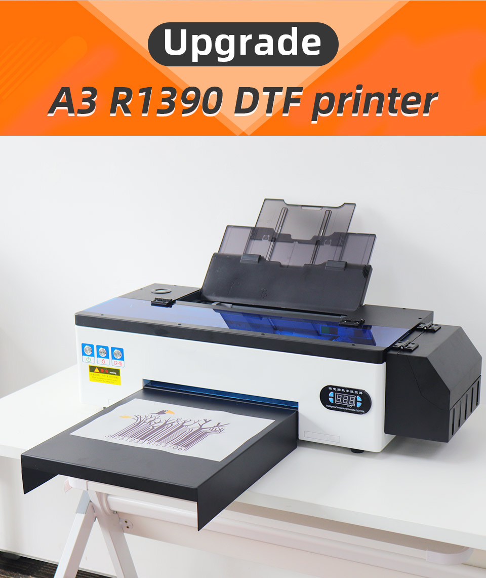 Imprimante DTF A3 TShirt Machine d'impression avec support de film en rouleau 10.3 Logiciel RIP 1800 1390 Transfert de chaleur Film PET Transfert direct