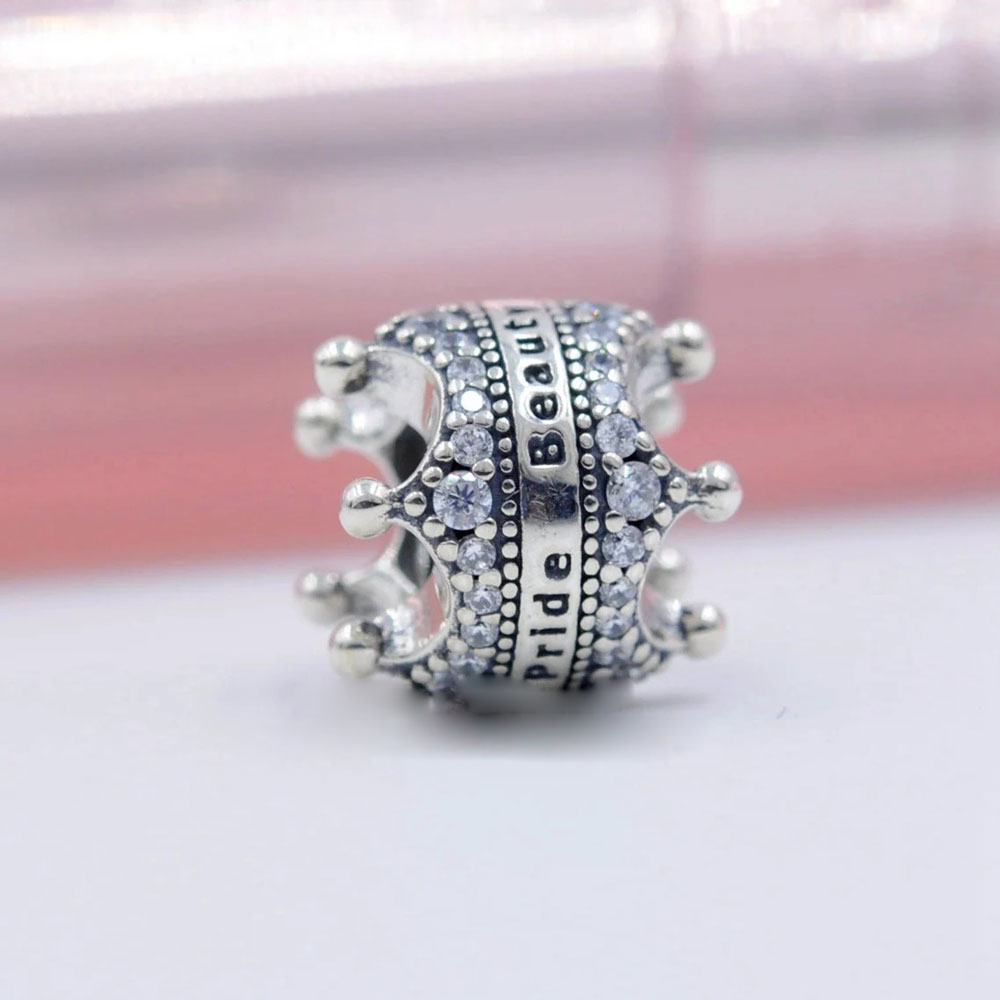 925 Sterling Silver Crown Honor Pride Beauty Bead si adatta ai braccialetti con ciondoli stile Pandora di gioielli europei