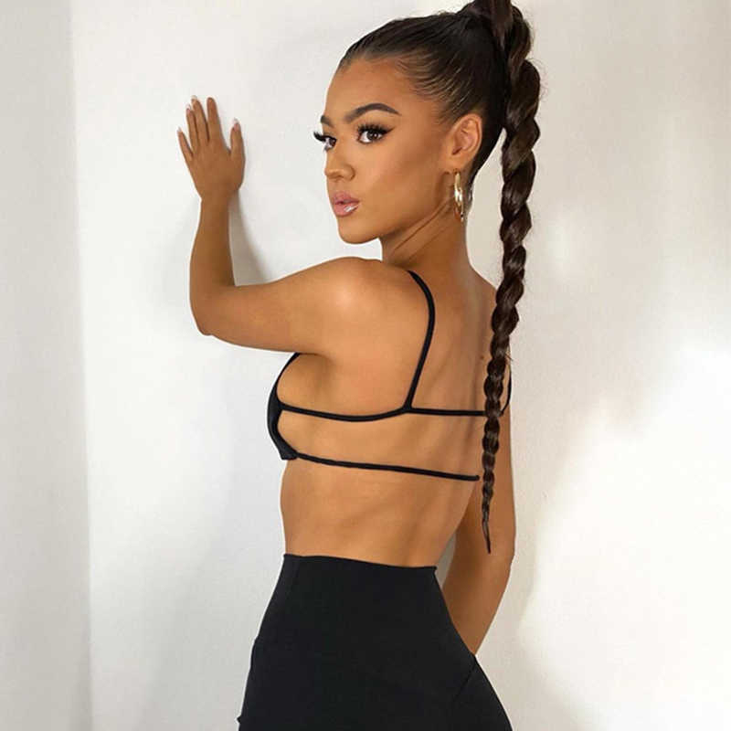 Kvinnors tankar Camis Black Cami Top Rib Knit Top Women Cut Out Crop Top Summer kläder Slim Solid U Neck Vest rygglös Camisole Streetwear Sport Tops P230328