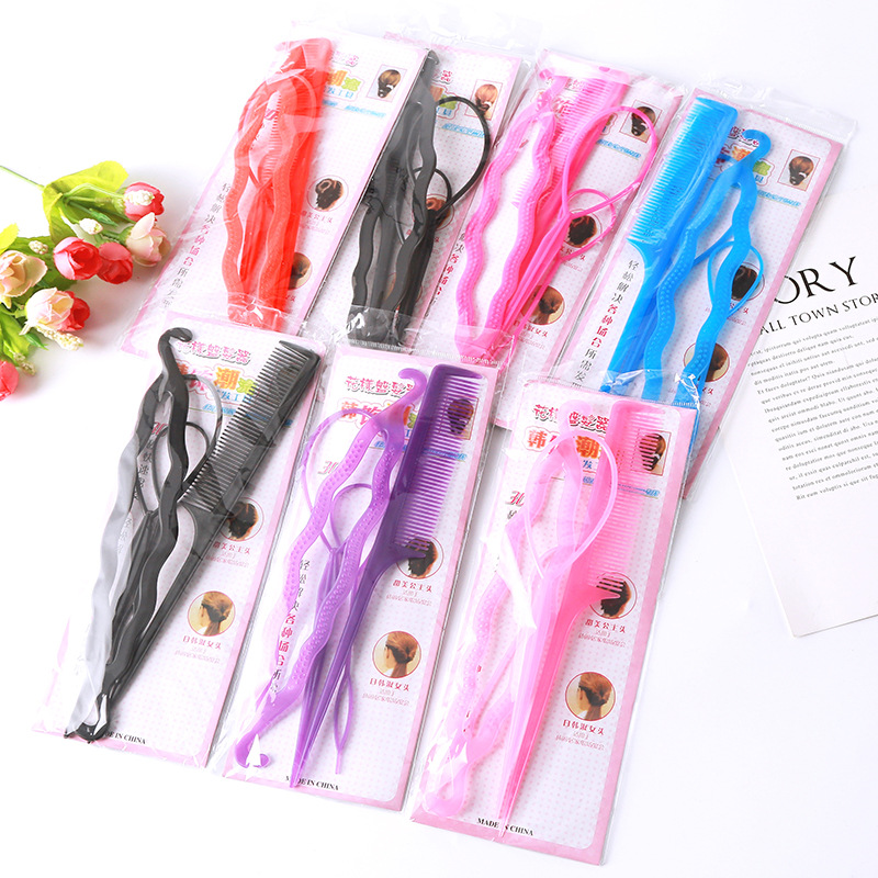6 färger Magic Hair Braid Ponytail Creator Double Hooks Plast Loop Styling Tools Pony Tail Clip Hair Twist Styling Clip med Combs 4st