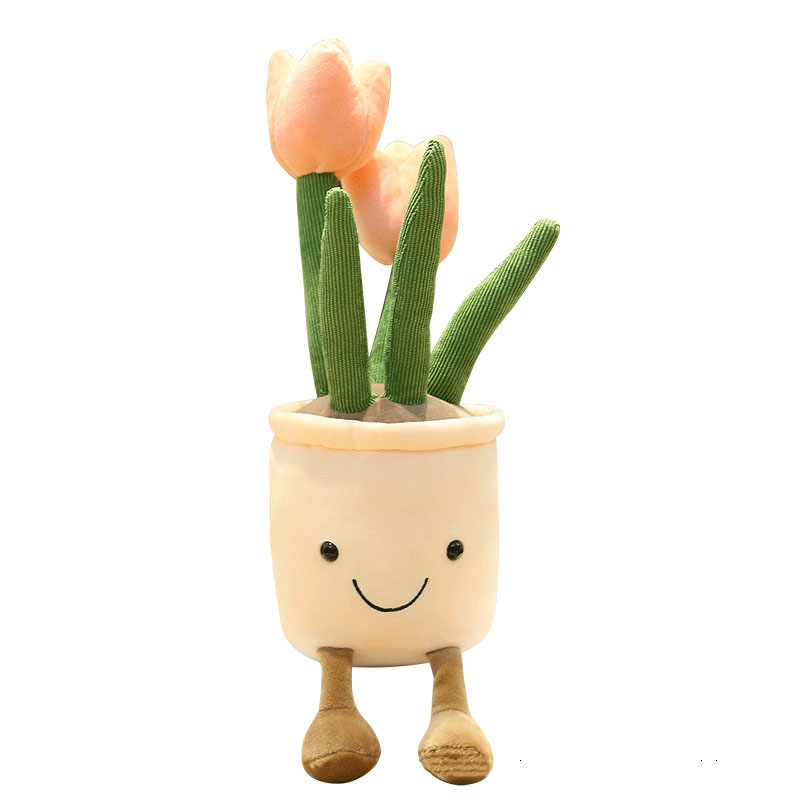 Poupée de simulation de fleurs mignonnes, ornement de plante, bouquet de fleurs de tulipe, jouet en peluche en pot, cadeau de poupée