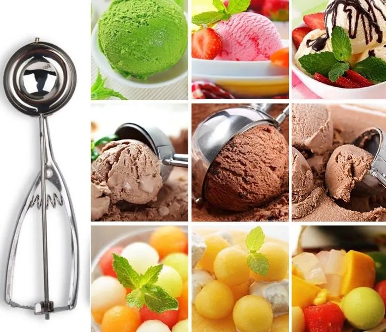 Strumenti la frutta Premium In acciaio inox Gelato Baller Gelato Scoop Scoop Frutta Melone Cucchiaio Scavando Biscotto Pasta Scooper