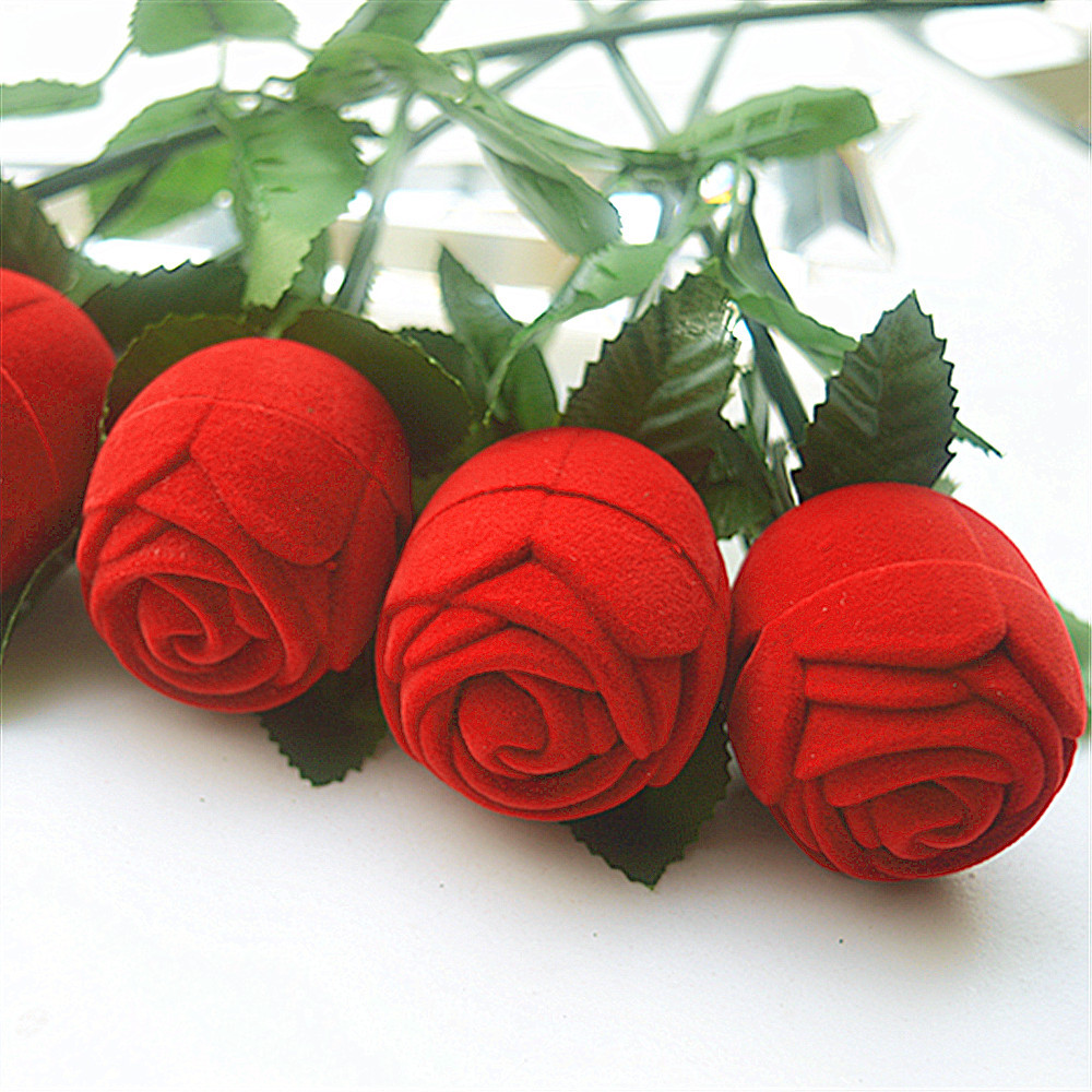 Boîte à bagues en forme de Rose rouge, cadeau de saint-valentin, boîte à bagues en proposition créative, K0823