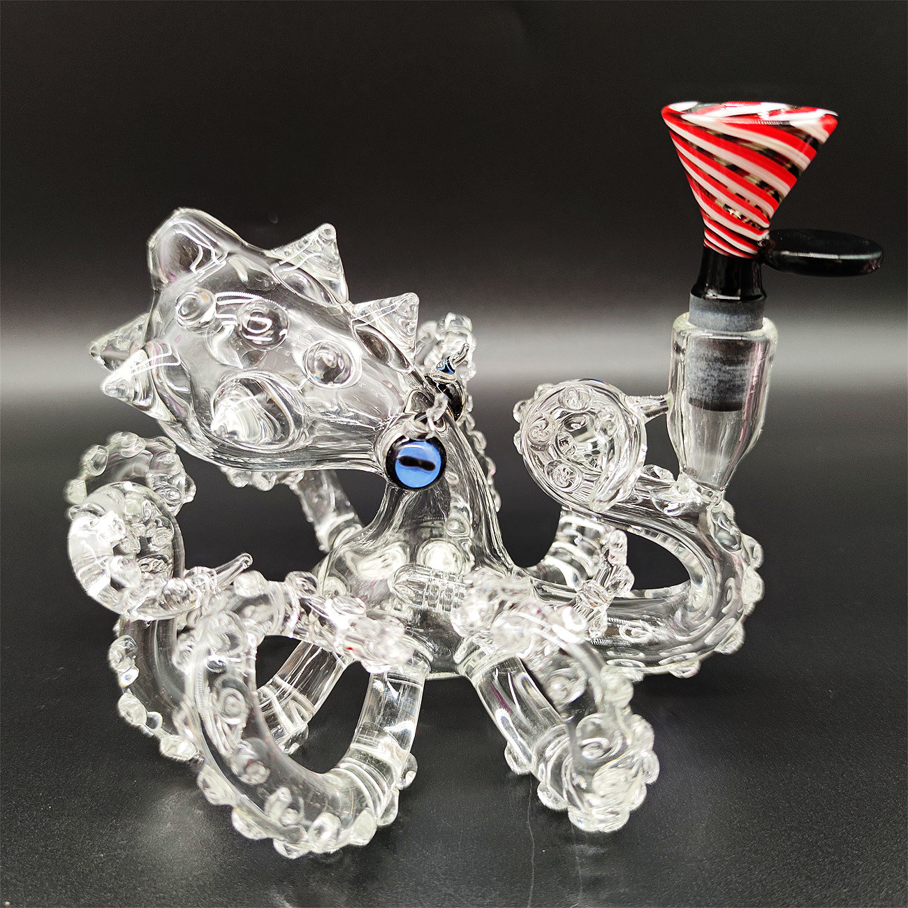 2023 Capolavoro Heady Bong Octopus Glass Dab Rig Artigianale a mano 14,4mm Giunto maschio artigianale fatto a mano Bubbler Vivid Animal Banger