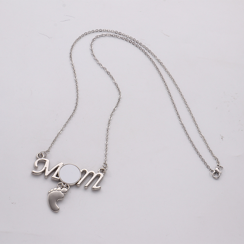 Sublimazione mamma clavicola collana con piedi forniture feste cerchio personalizzato e nome inciso portafortuna piede bambino collana ciondolo mamma regalo festa della mamma 11