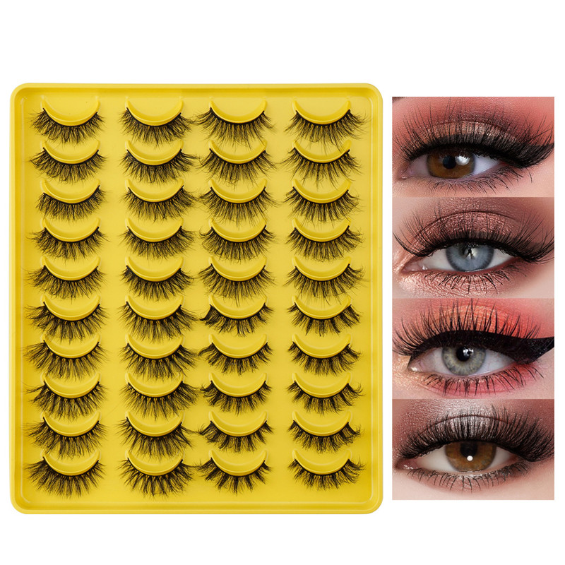 20 pares de pestañas falsas naturales estilo mix Faux 3d Mink Pestras reutilizable Extensiones de pestañas largas suaves Soft Wispy Fluffy Cruelty Free Makeup