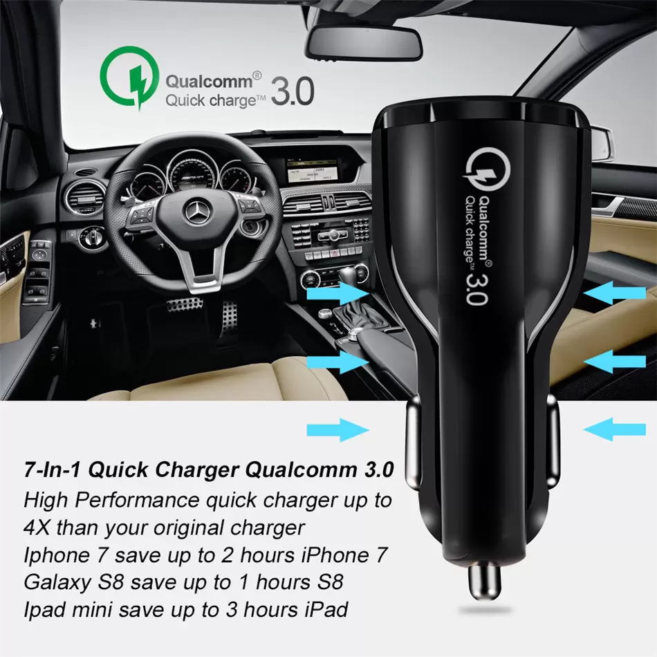 QC 3.0 Szybka ładowarka samochodowa Podwójne porty USB 6A Adapter Power Fast Adaptive Cars ładowarki do iPhone'a 14 Samsung z pakietem detalicznym