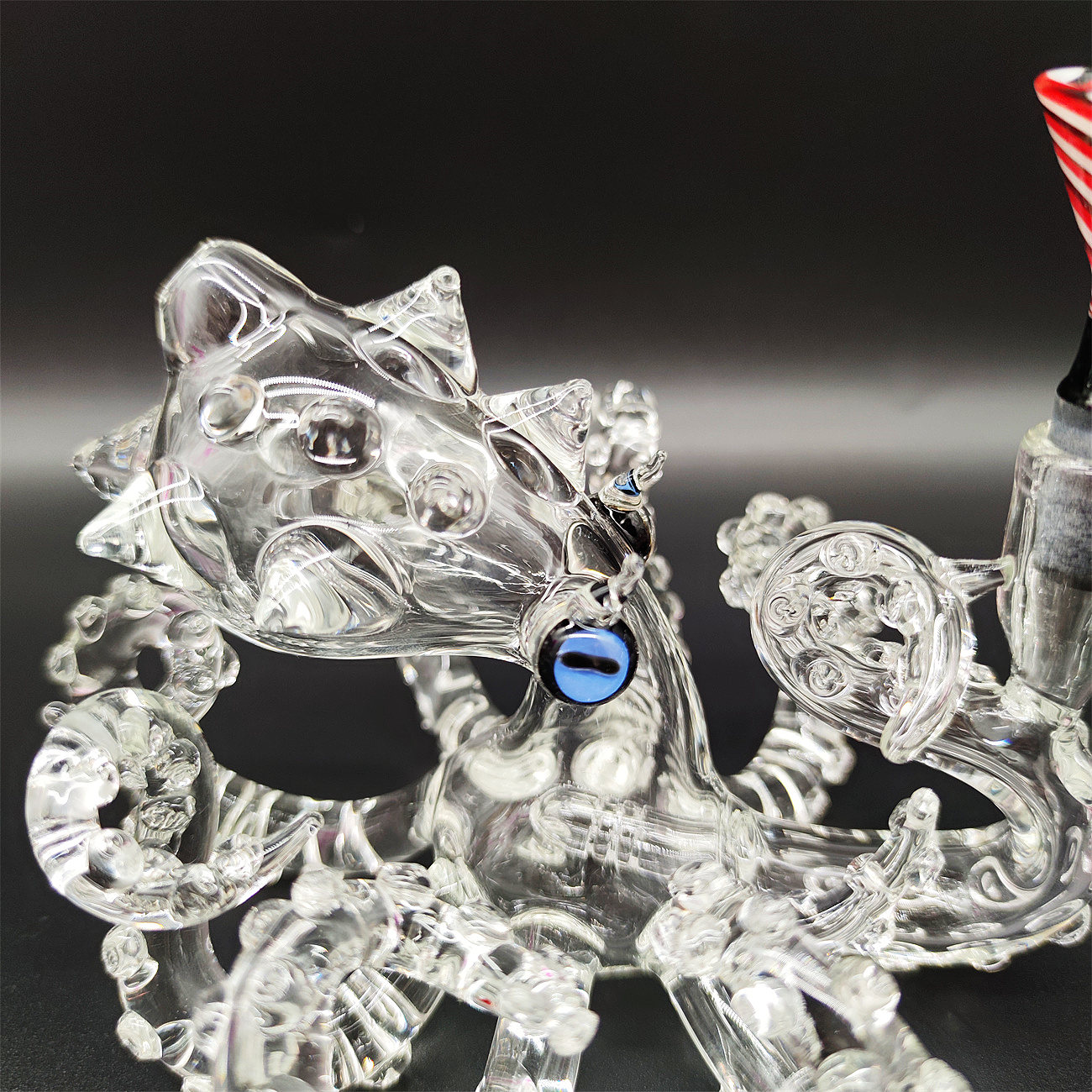 2023 Capolavoro Heady Bong Octopus Glass Dab Rig Artigianale a mano 14,4mm Giunto maschio artigianale fatto a mano Bubbler Vivid Animal Banger