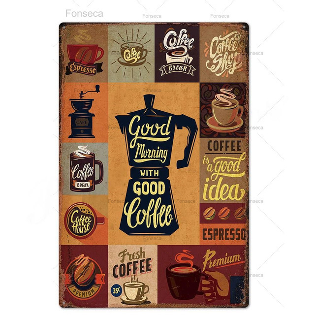Rétro café métal étain signe plaque en métal mur art décor à la maison pour cuisine café café bar décoration plaque rétro art affiches peinture 30 x 20 cm W03