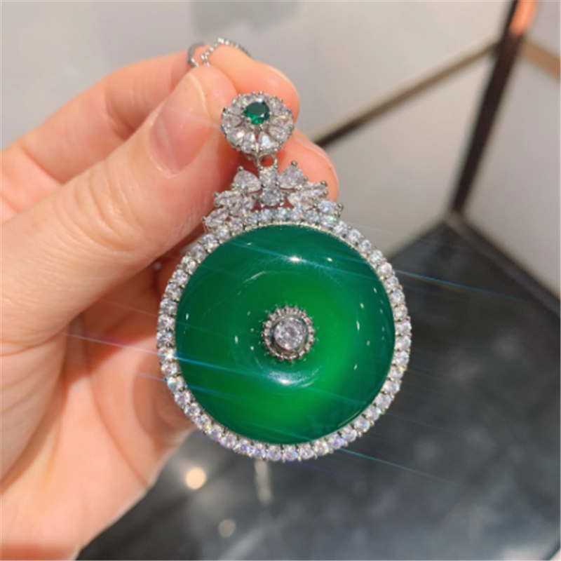 Vintage Lab Emerald Diamond Wisel 925 Srebro Srebrne impreza Wisior ślubny Naszyjnik dla kobiet mężczyzn darem zaręczynowy prezent biżuterii