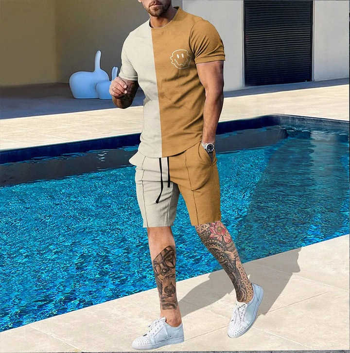 Tracksuits voor heren Men Tracksuit Nieuwe 3D Gedrukte T -shirt Shorts Sportkleding Mens Kledingpak Man Oversized Jogger Casual Set Summer Streetwear Suit W0329