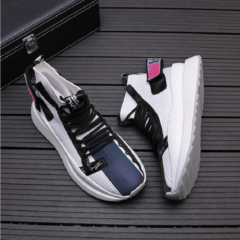 Summer New Men Socks Boots Mesh Patchwork Thick Bottom Causal Flats Breathable Shoes Loafers Sports Walking Sneakers D2H3