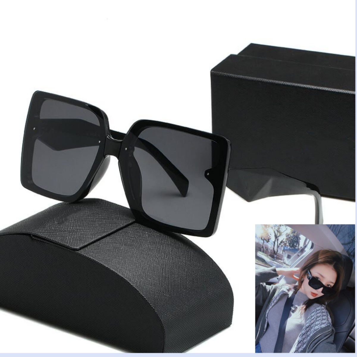 Солнцезащитные очки личность солнцезащитные очки женщины классические большие кадра солнцезащитные очки для женских модных открытых очков оттенки UV400 есть коробка p18