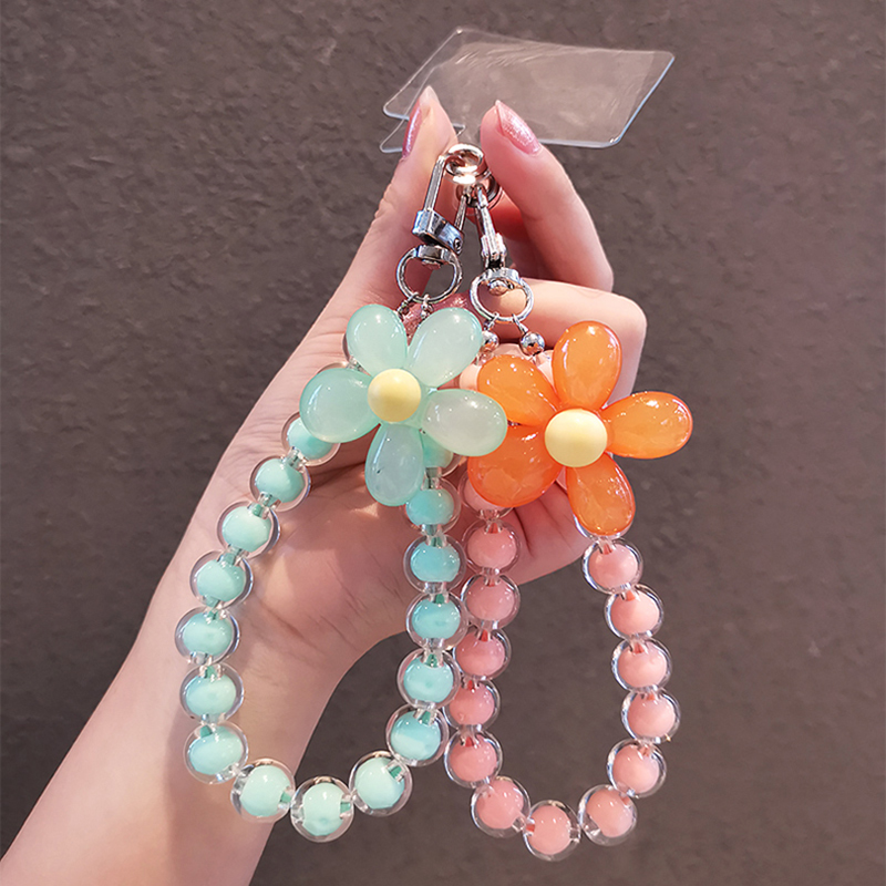 Cell Phone Straps Trendy Beads Mobile Phone Chain Women Girls Cellphone Strap Anti-Lost Lanyard Hanging Cord Jewelry Bracelet Keychain