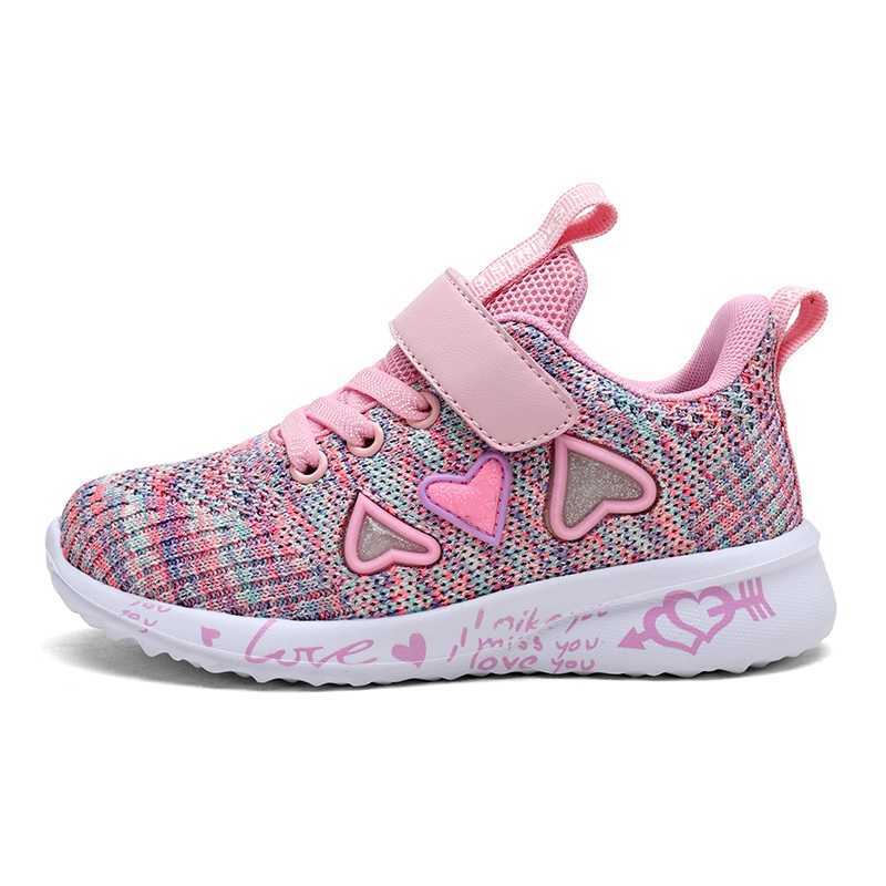 Athletic Outdoor Children Mesh Casual Shoes Girl Sneakers Kids Summer Sport Footwear Kids Shoes For Girl Light Shoes Cute Pink Flat Shoes Autumn W0329