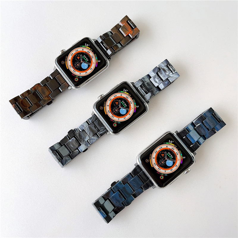 Färgglada plastbandsarmband för Apple Watch Series 8 7 6 5 4 SE Ultra rostfritt stål Buckle Band