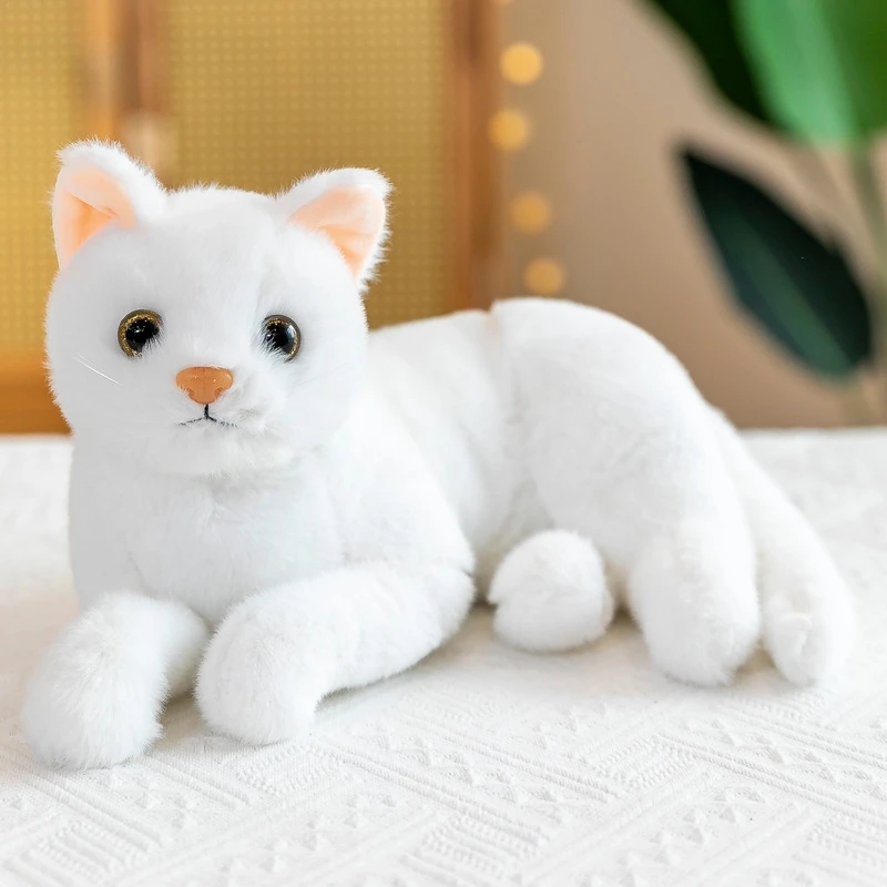 30 cm vraie vie chats en peluche peluche chat couché poupée en peluche pour enfants bébé poupée enfants cadeau d'anniversaire décoration de la maison LA589