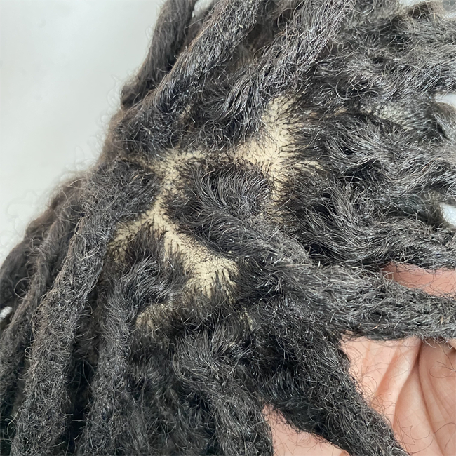 ブラジルの処女人間の髪の交換＃1bナチュラルブラック8x10 DreadLocks Full Silk Toupeee for Black Men