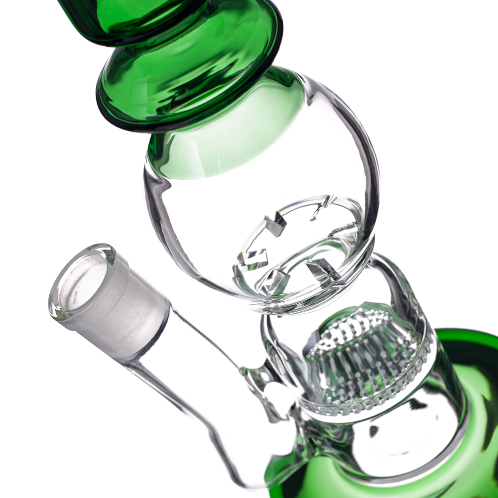 Hookah Green Glass Bongs Tornado Percolator Honeycomb Filter Tube Oil Rigs Bubbler Water Pipe Bong 11,8 tum 18mm Kvinnlig skål