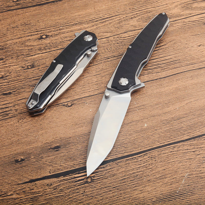 New Arrival G3551 Flipper Folding Knife D2 Satin Tanto Blade Black G10 with Stainless Steel Sheet Handle Ball Bearing Outdoor EDC Pocket Folder Knives