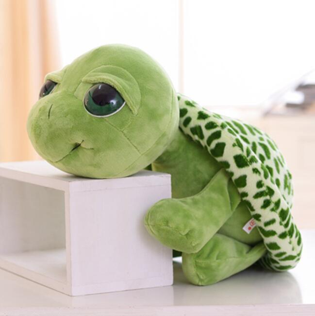 vente en gros de haute qualité 20 cm animaux en peluche super vert grands yeux tortue tortue animal enfants bébé anniversaire jouet de Noël cadeau