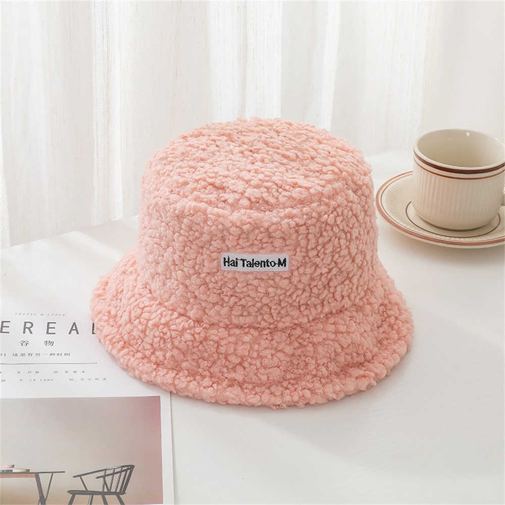 Wide Brim Hats Unisex Winter Fluffy Plush Bucket Hat Lamb Wool Warm Faux Fur Fisherman Cap Women Girls Thicken Plush Panama Hats Outdoor 2022 P230327