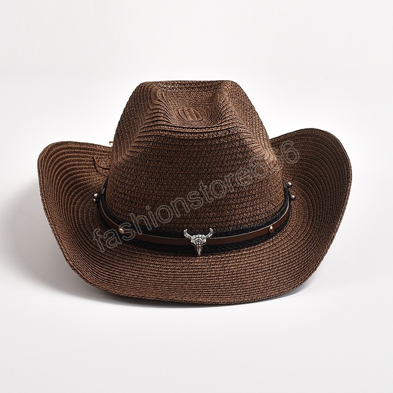 Sommarstrån hattar för män kvinnor västra cowboy hatt utomhus strand sol hattar cowgirl jazz mössor sombrero hombre