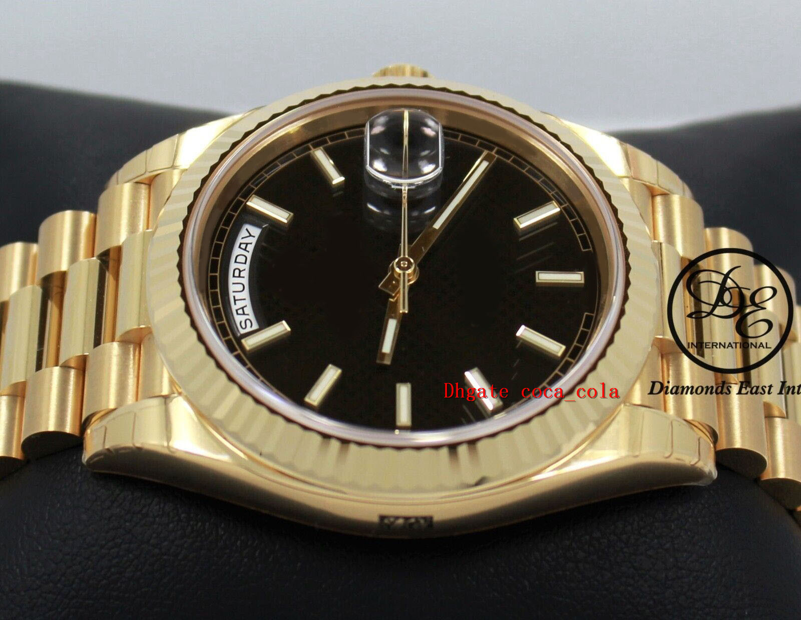 New Factory Version Counter quality watch 18K Yellow Gold Black Motif Dial Cal 3255 Movement Automatic ETA Diving Swimming Mens W266w