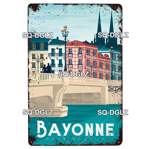 Retro City Landscape Metal Tin Sign City Scenerie Plakat sztuki Vintage metalowy wystrój talerzy do wystroju ściennego baru pubowego 30x20 cm W03