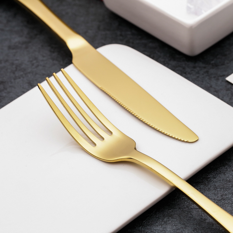 Gold Cutlery Knife Flatware Set Stainless Steel Tableware Western Dinnerware Fork Spoon Steak Travel Dinnerware Set dh345