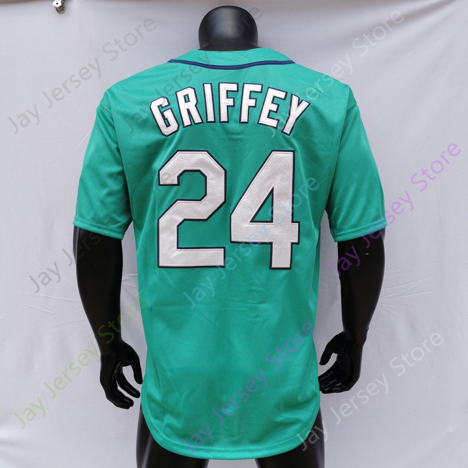 Ken Griffey Jr Jersey 1995 1997 Vintage Baseball Hall Of Fame Home Away Green White Cream Pullover Button