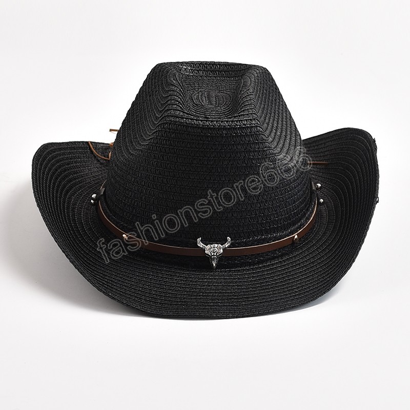 Sommarstrån hattar för män kvinnor västra cowboy hatt utomhus strand sol hattar cowgirl jazz mössor sombrero hombre