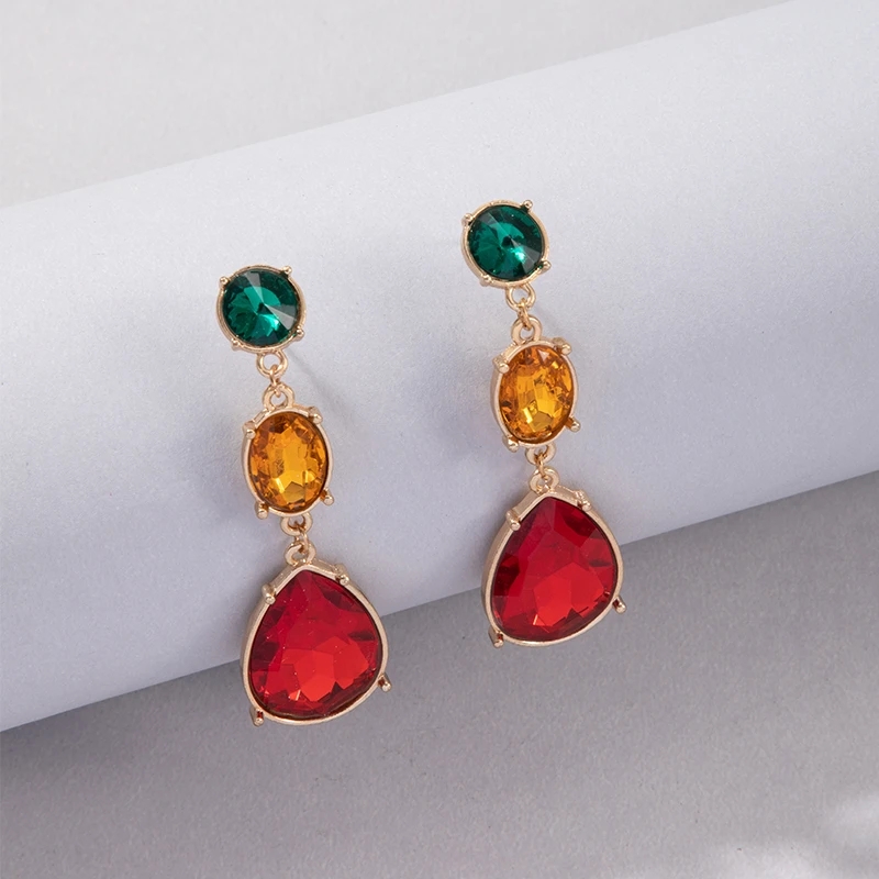 Dangle & Chandelier New Trendy Colorful Rhinestone Drop Earring for Women Simple Party Gift Birthday Jewelry Wholesale Pendientes