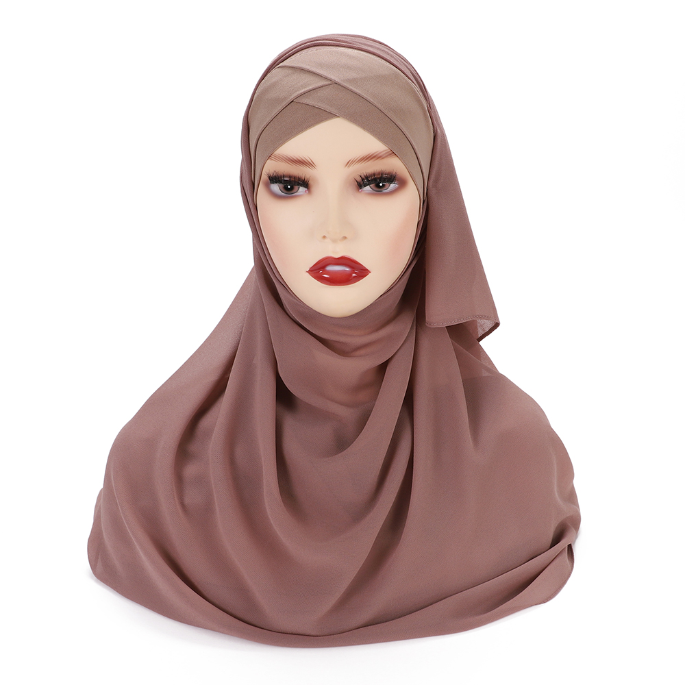 Hijabs Chiffon Hijab Scarf с Cross Jersey Caps Bonnt Brand Design Muslim Scarf