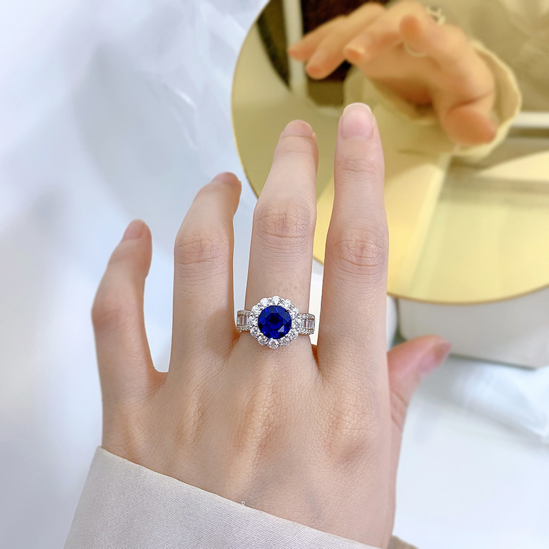 Luxury Sapphire Diamond Ring 100% Real 925 sterling silver Party Wedding band Rings for Women Bridal Engagement Jewelry Gift