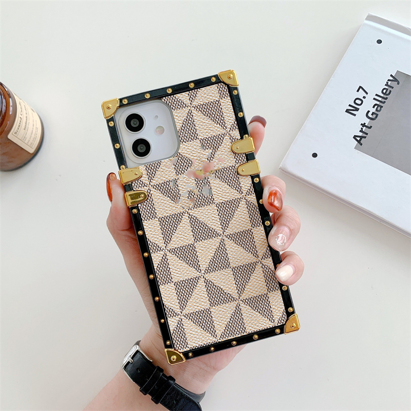 Люксрис дизайнеров мобильный телефон для iPhone14 Case Fashion Apple 13 квадратная нейтральная модель Diamond Triangular проверка 11 кожаных телефонов 12