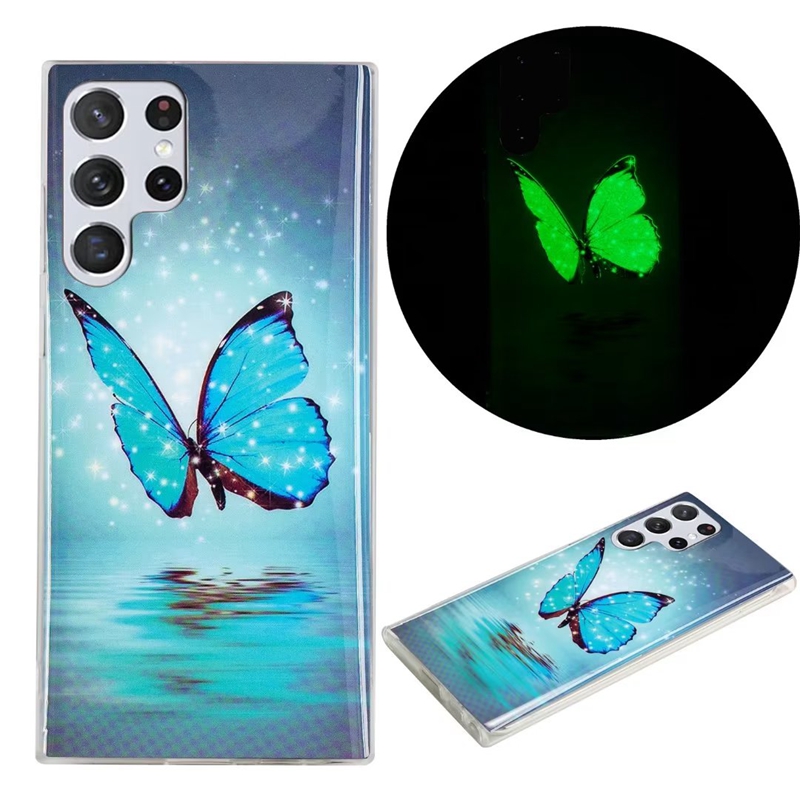 Coques en TPU souples lumineuses pour Samsung A54 A34 A24 A14 Galaxy S23 Ultra Plus Crâne Glow In Dark Dreamcatcher Fleur Loup Dentelle Papillon Licorne Mignon Belle Couverture de Téléphone