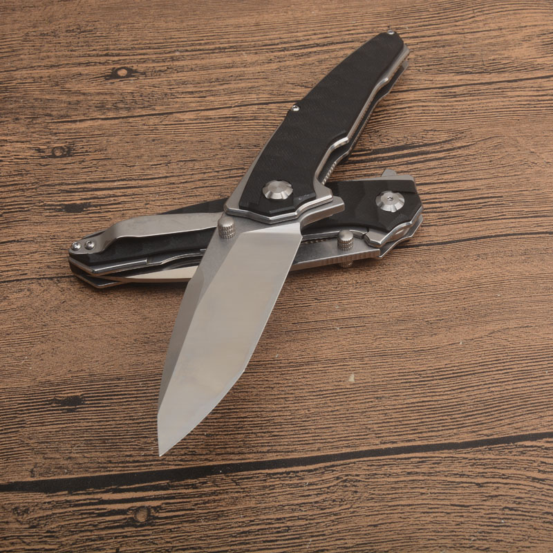 New Arrival G3551 Flipper Folding Knife D2 Satin Tanto Blade Black G10 with Stainless Steel Sheet Handle Ball Bearing Outdoor EDC Pocket Folder Knives