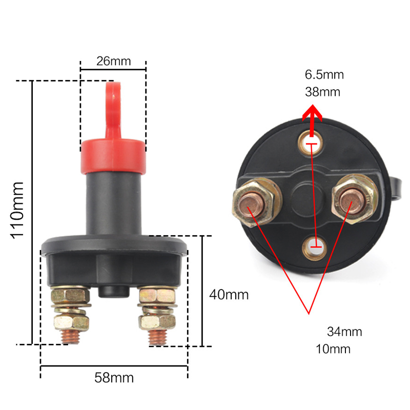 Otomatik Araba Döner Güç Anahtarı Aracı Değiştirin İzolatör Bağlantı Noktası Kamyon Teknesi Kesme Pil Ana Öldürme Anahtarı 2Key 300A 12V-32V